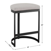Uttermost Ivanna Beige Linen Blend Fabric Matte Black Framed Counter Stool