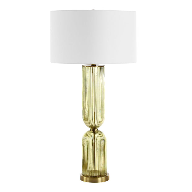 Uttermost Mirah Transparent Olive Glass & Brass-Plated Details Table Lamp