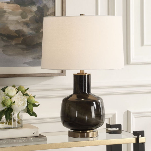 Uttermost Buchanan Smokey Charcoal Glass Table Lamp