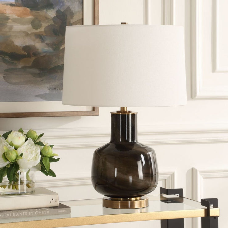 Uttermost Buchanan Smokey Charcoal Glass Table Lamp
