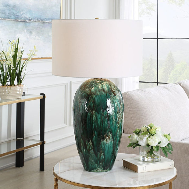 Uttermost Ceralene Deep Emerald Green Table Lamp
