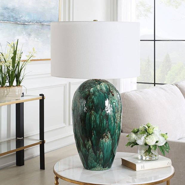 Uttermost Ceralene Deep Emerald Green Table Lamp