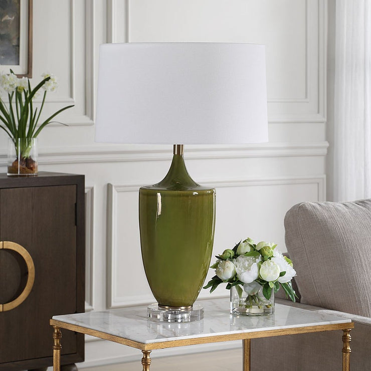 Uttermost Adela Crackled Moss Green Table Lamp