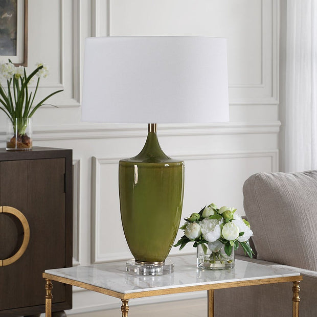 Uttermost Adela Crackled Moss Green Table Lamp