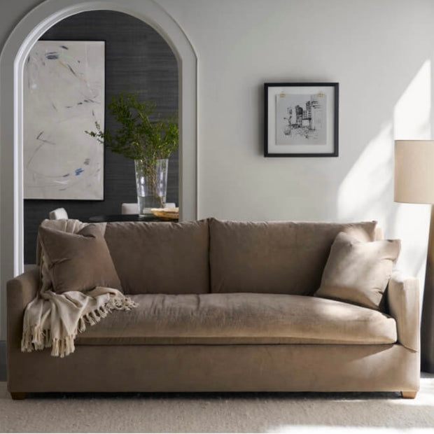 Rowe Furniture Lilah Fawn Brushed Velvet 89” Sofa ~ Express Collection