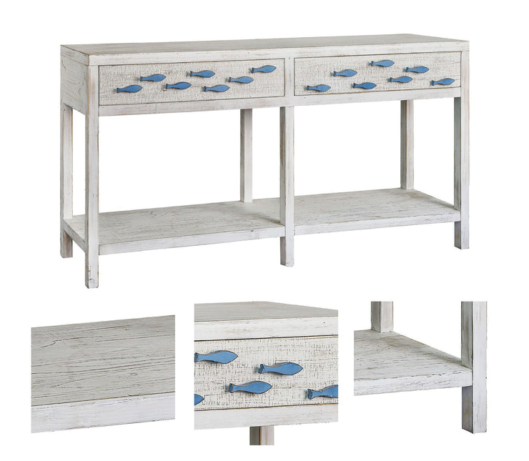 Crestview Collection Upstream Nautical Antique White Console Table