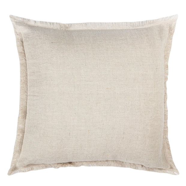 Anaya Home So Soft Linen Natural Beige Fringe Pillow 26 x 26 With Down Insert