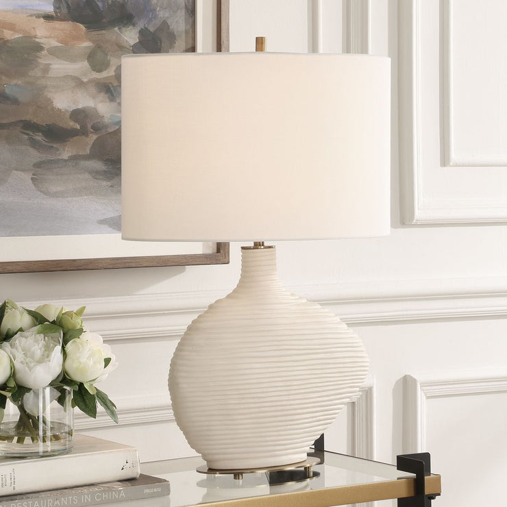 Uttermost Duostacked Warm White Finish  Table Lamp
