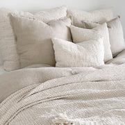 Anaya Home So Soft Linen Natural Beige Fringe Pillow 26 x 26 With Down Insert