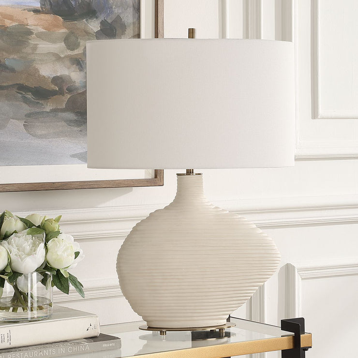 Uttermost Duostacked Warm White Finish  Table Lamp