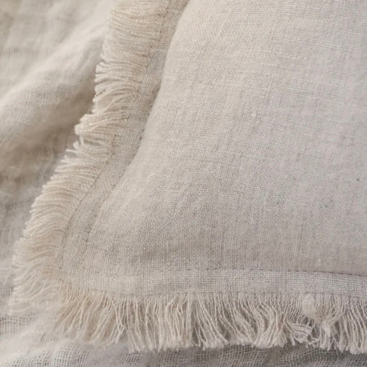 Anaya Home So Soft Linen Natural Beige Fringe Pillow 26 x 26 With Down Insert