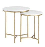 Crestview Collection Athens White Marble Round Nesting End Tables
