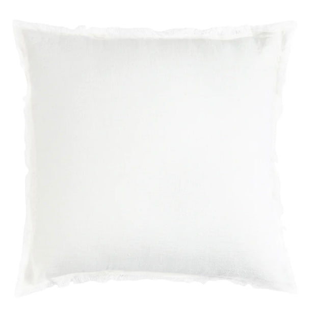 Anaya Home So Soft Linen White Fringe Pillow 26 x 26 With Down Insert