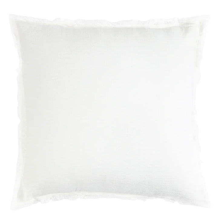 Anaya Home So Soft Linen White Fringe Pillow 26 x 26 With Down Insert