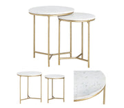 Crestview Collection Athens White Marble Round Nesting End Tables