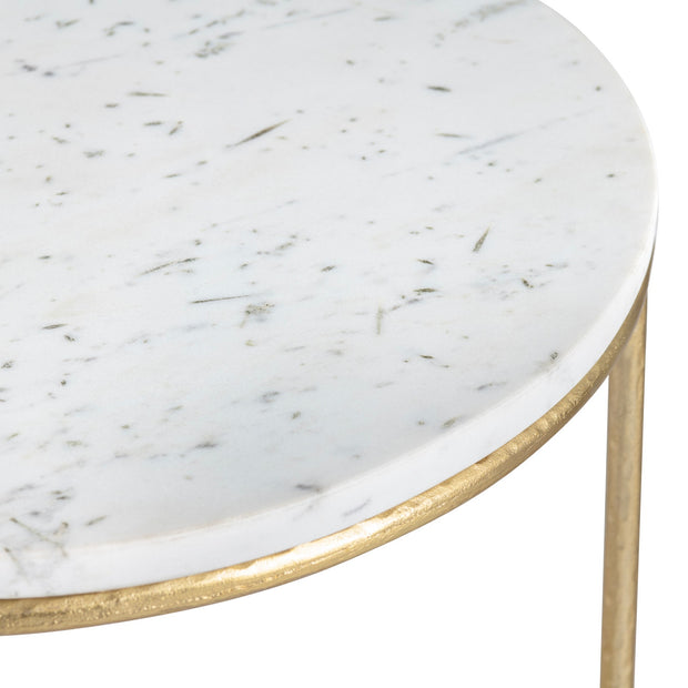 Crestview Collection Athens White Marble Round Nesting End Tables