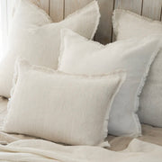 Anaya Home So Soft Linen White Fringe Pillow 20 x 20 With Down Insert