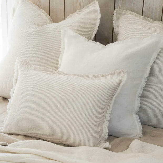 Anaya Home So Soft Linen White Fringe Pillow 20 x 20 With Down Insert