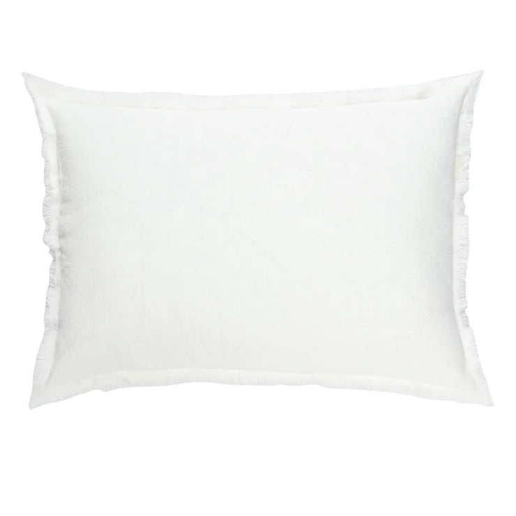Anaya Home So Soft Linen White Fringe Pillow 14 x 20 With Down Insert
