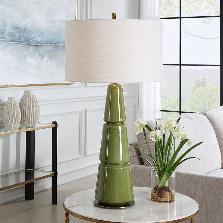 Uttermost Mendell Moss Green Glaze Table Lamp