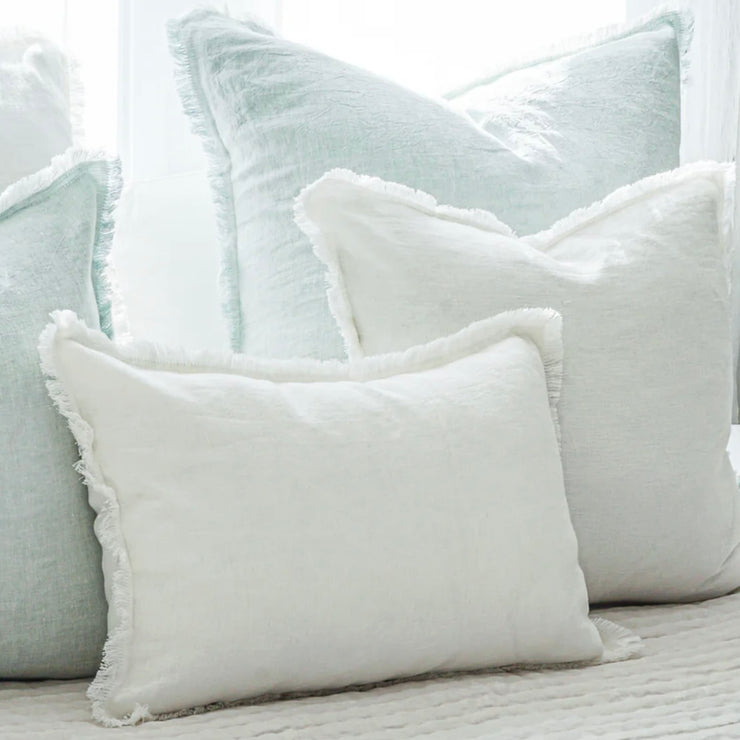 Anaya Home So Soft Linen White Fringe Pillow 20 x 20 With Down Insert