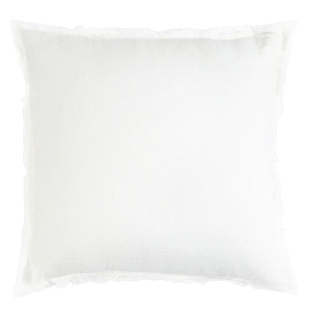 Anaya Home So Soft Linen White Fringe Pillow 20 x 20 With Down Insert