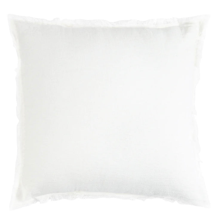Anaya Home So Soft Linen White Fringe Pillow 20 x 20 With Down Insert