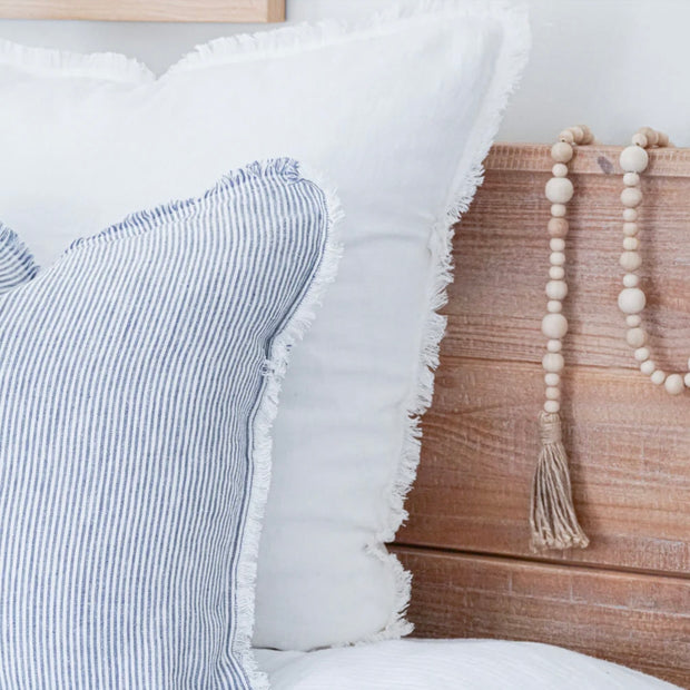 Anaya Home So Soft Linen White Fringe Pillow 26 x 26 With Down Insert