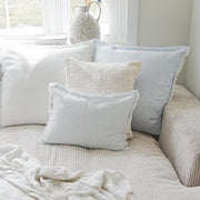 Anaya Home So Soft Linen White Fringe Pillow 14 x 20 With Down Insert