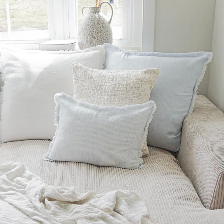 Anaya Home So Soft Linen White Fringe Pillow 14 x 20 With Down Insert