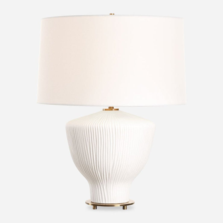 Uttermost Maisie Stain White Vertical Ribbed Textured Table Lamp