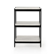 Four Hands Jasper Nightstand ~ Matte Black Iron with White Marble Shelves