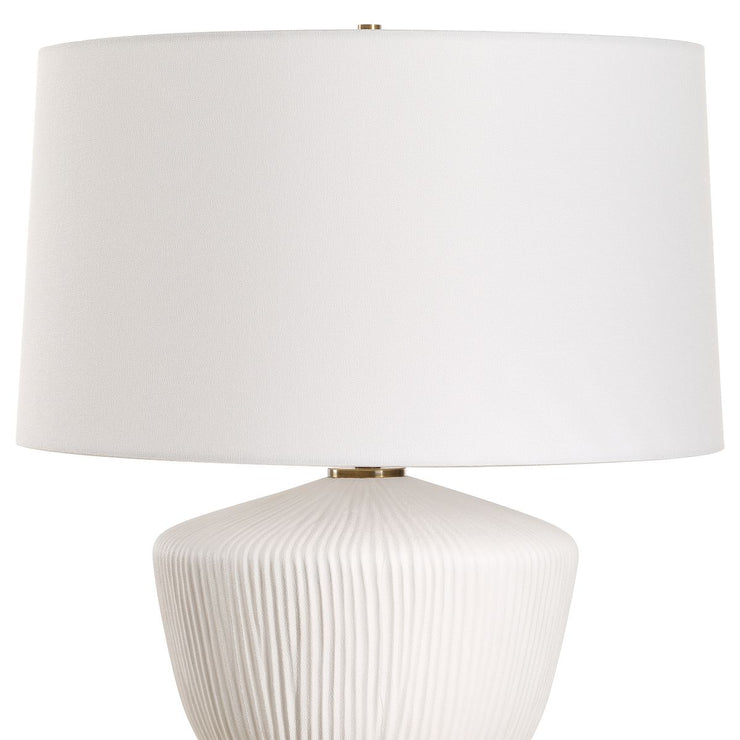 Uttermost Maisie Stain White Vertical Ribbed Textured Table Lamp