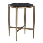 Crestview Collection Xander Marble and Antiqued Gold Round End Table