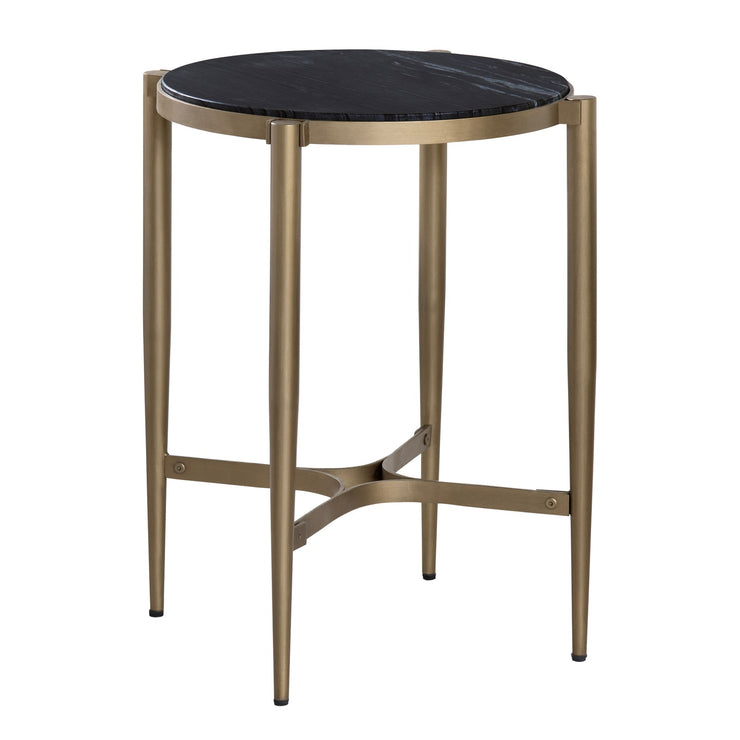 Crestview Collection Xander Marble and Antiqued Gold Round End Table