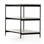 Four Hands Jasper Nightstand ~ Matte Black Iron with White Marble Shelves