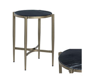 Crestview Collection Xander Marble and Antiqued Gold Round End Table