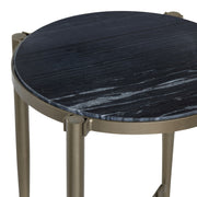 Crestview Collection Xander Marble and Antiqued Gold Round End Table