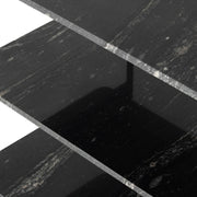 Four Hands Jasper Nightstand ~ Matte Black Iron with Black Marble Shelves