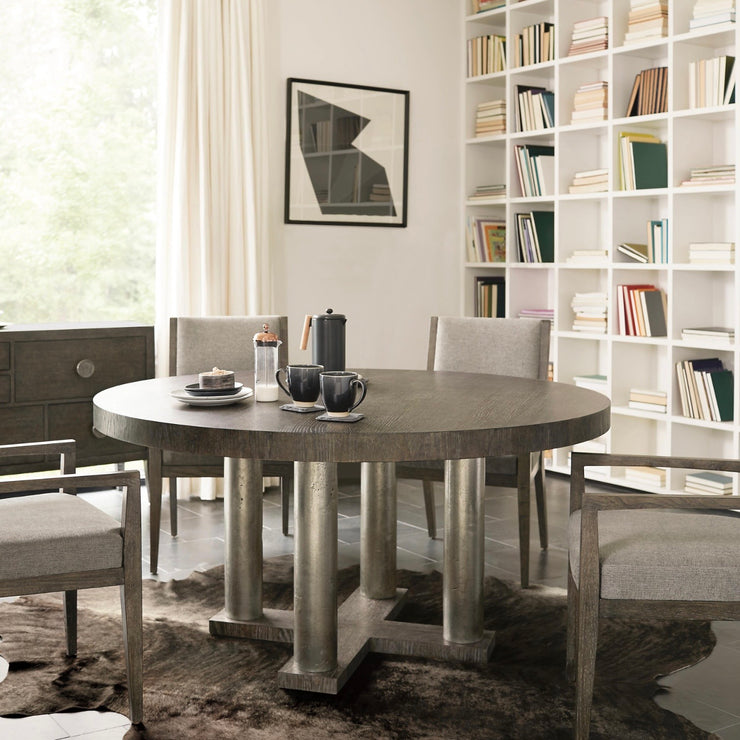 Bernhardt Linea Collection Round Dining Table ~ Cerused Charcoal Finis ...