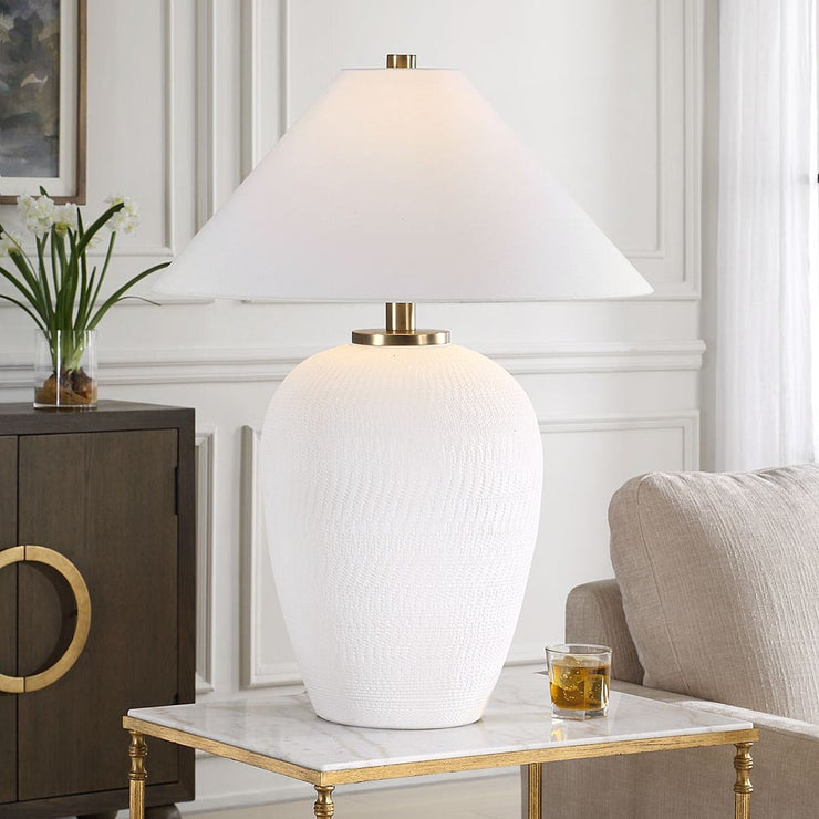 Uttermost Merriton Urn Shape Matte White Table Lamp