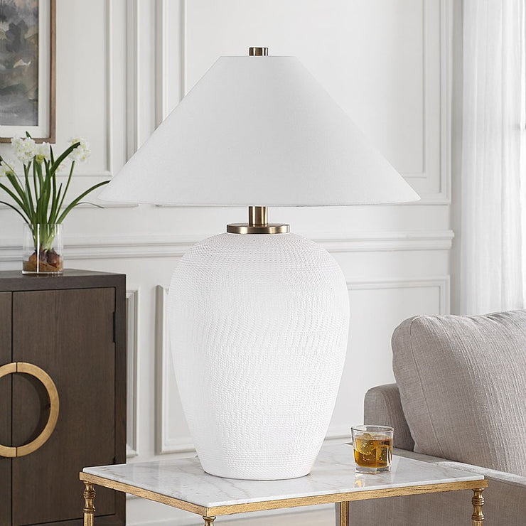 Uttermost Merriton Urn Shape Matte White Table Lamp