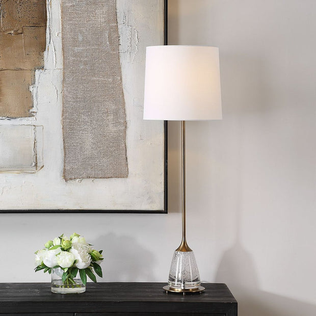 Uttermost Alistair Antique Brass with Glass Based Buffet Lamp