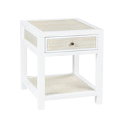 Crestview Collection Sandy Shores White Wood and Rattan End Table