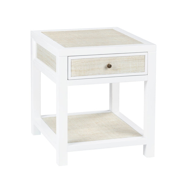 Crestview Collection Sandy Shores White Wood and Rattan End Table