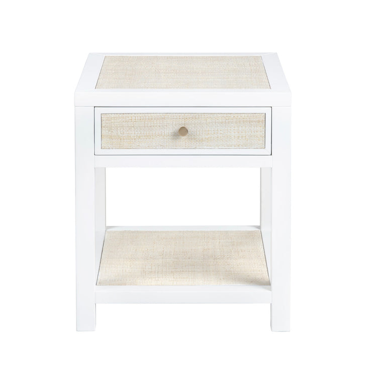 Crestview Collection Sandy Shores White Wood and Rattan End Table