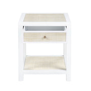 Crestview Collection Sandy Shores White Wood and Rattan End Table