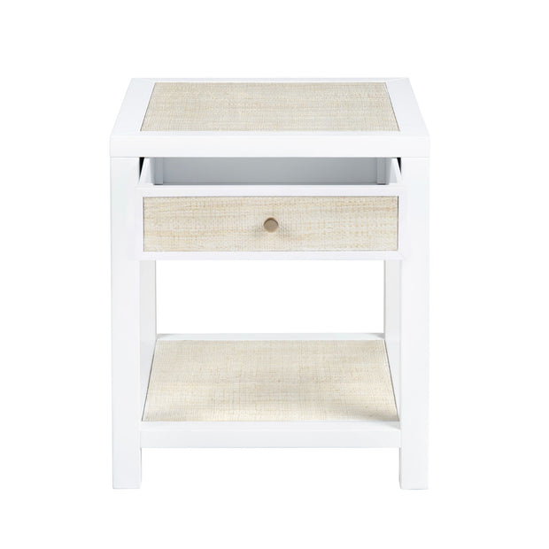 Crestview Collection Sandy Shores White Wood and Rattan End Table