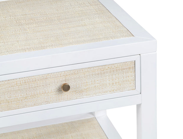 Crestview Collection Sandy Shores White Wood and Rattan End Table