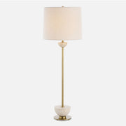 Uttermost Hemisphere Travertine with Brushed Brass Buffet Lamp